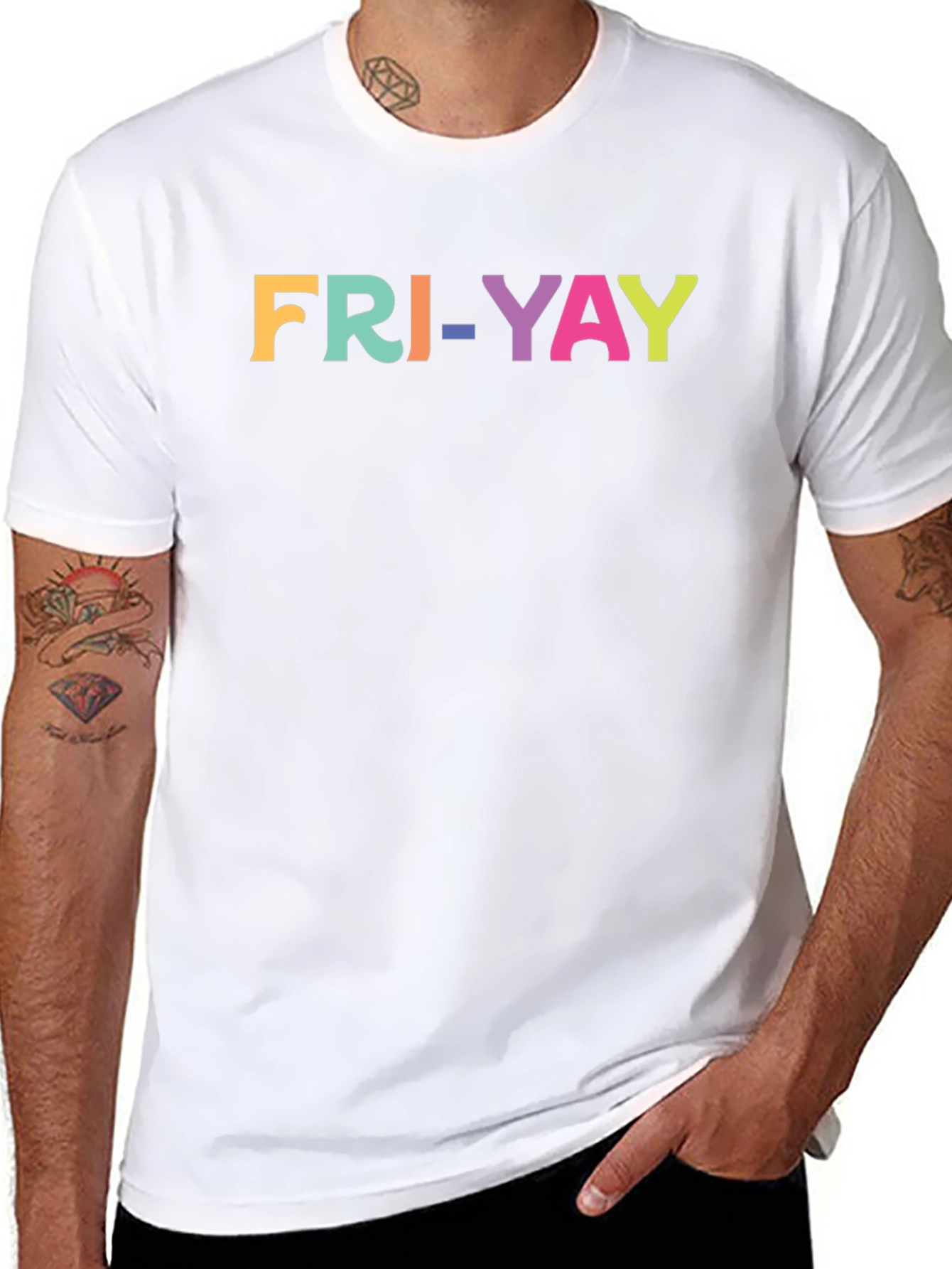Fri-Yay Colorful Graphic T-Shirt