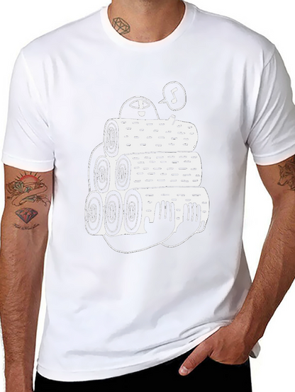 Black Tee with Funny Lumberjack Log Pile Graphic
