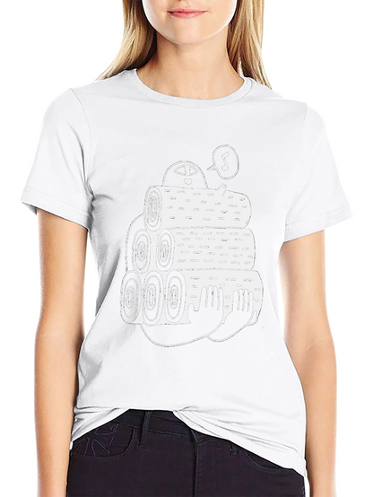 Black Tee with Funny Lumberjack Log Pile Graphic