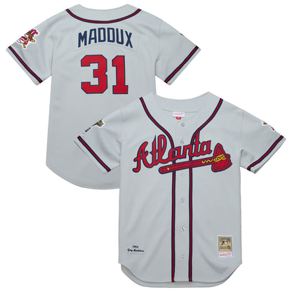 Greg Maddux Atlanta Braves Mitchell &amp;amp; Ness 1995 Throwback Authentic Jersey - Gray