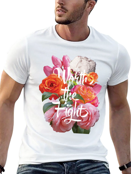 Floral Worth the Fight Black T-Shirt