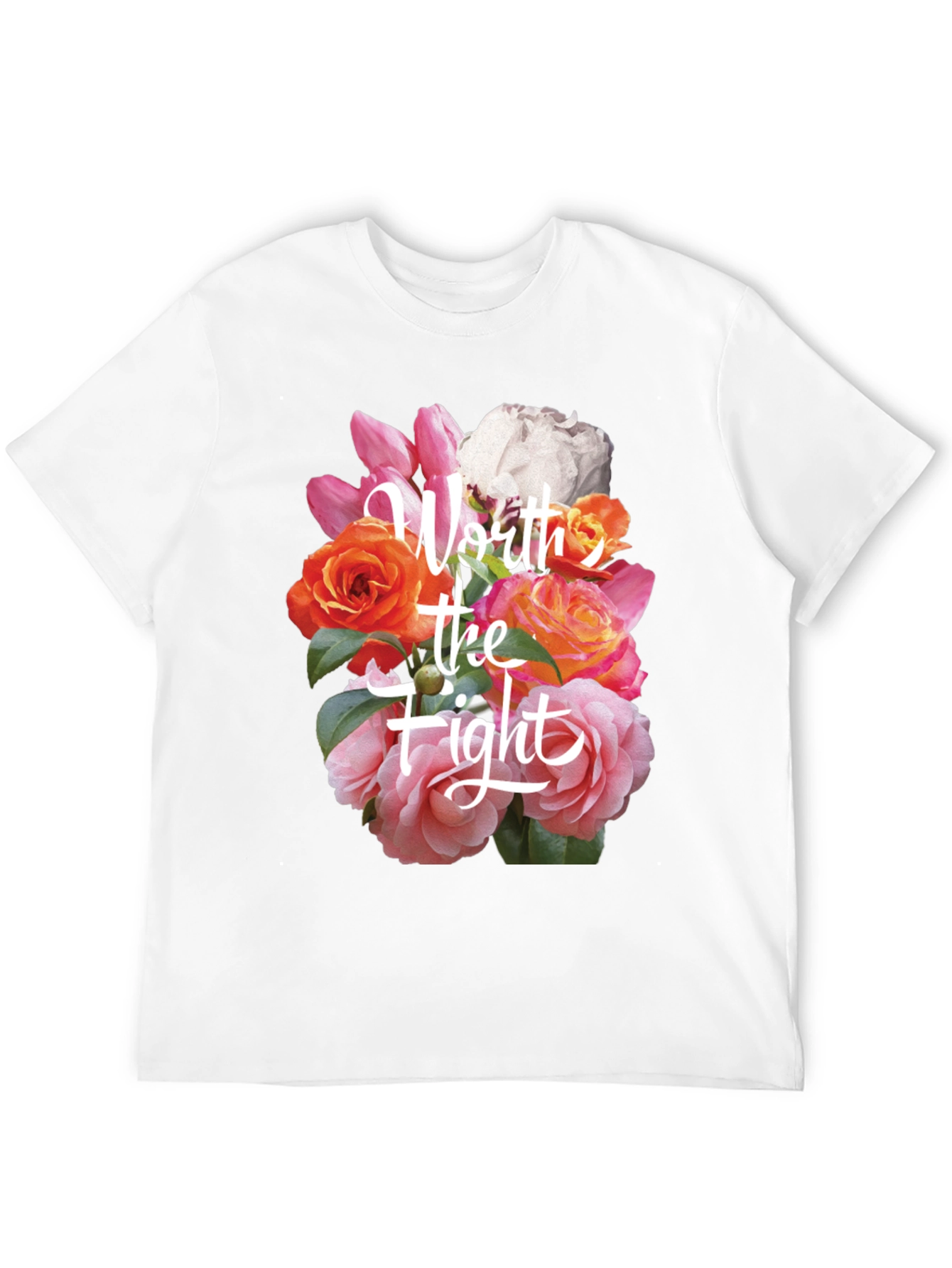 Floral Worth the Fight Black T-Shirt