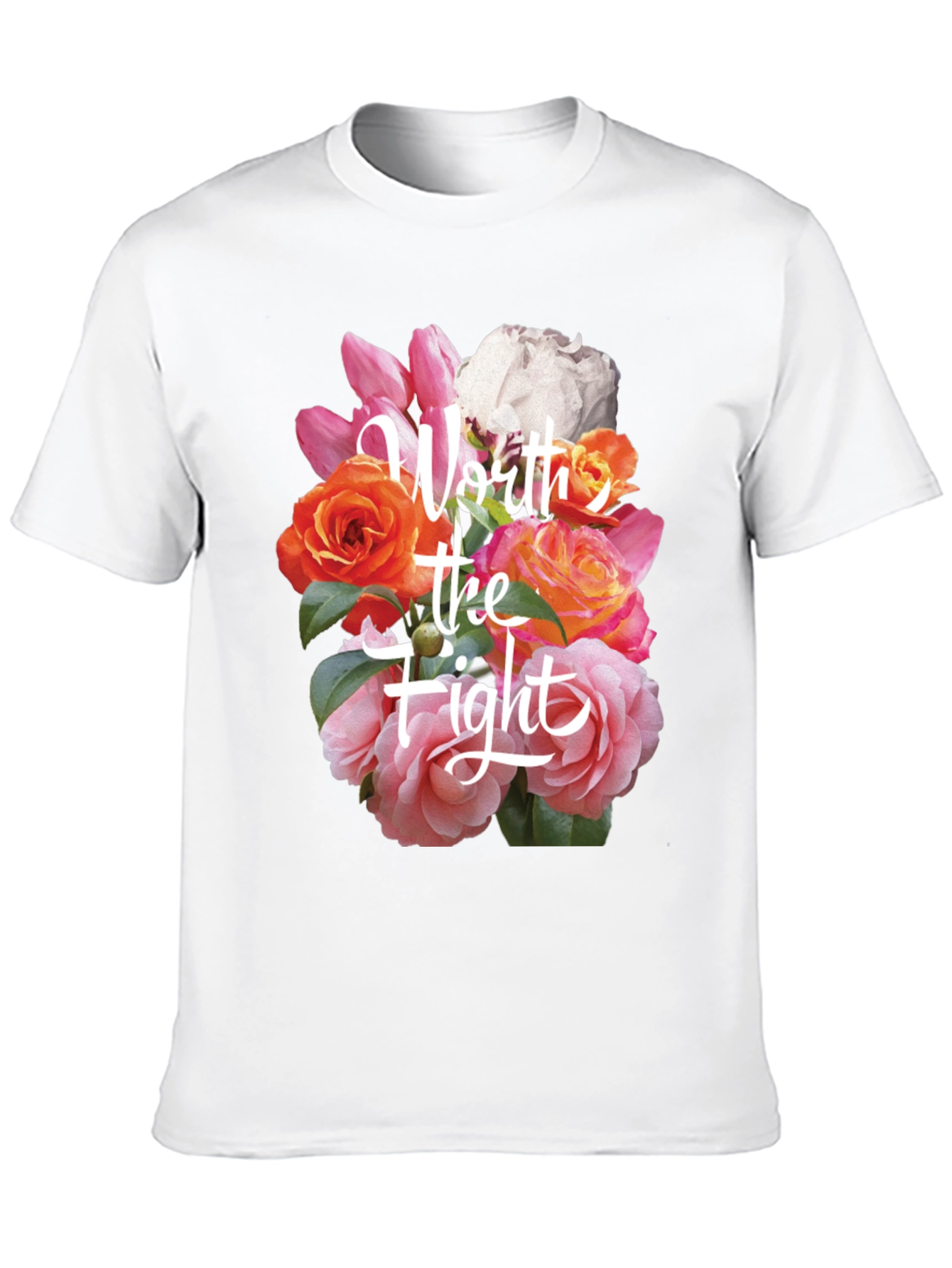 Floral Worth the Fight Black T-Shirt