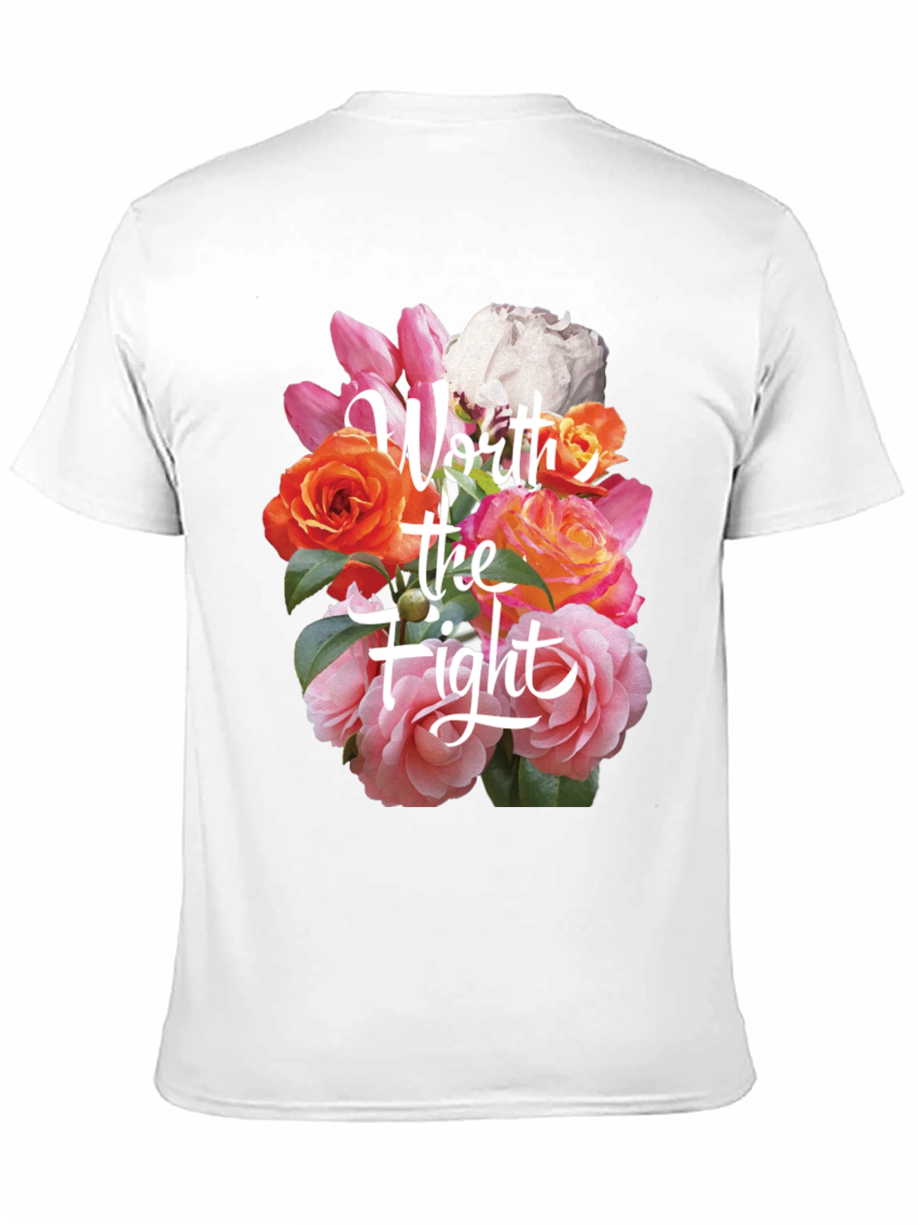 Floral Worth the Fight Black T-Shirt
