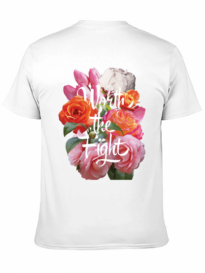 Floral Worth the Fight Black T-Shirt