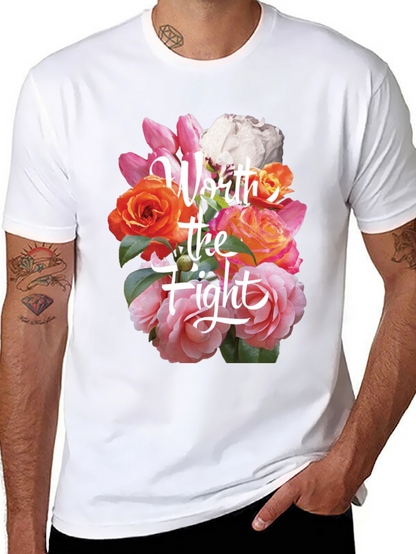 Floral Worth the Fight Black T-Shirt