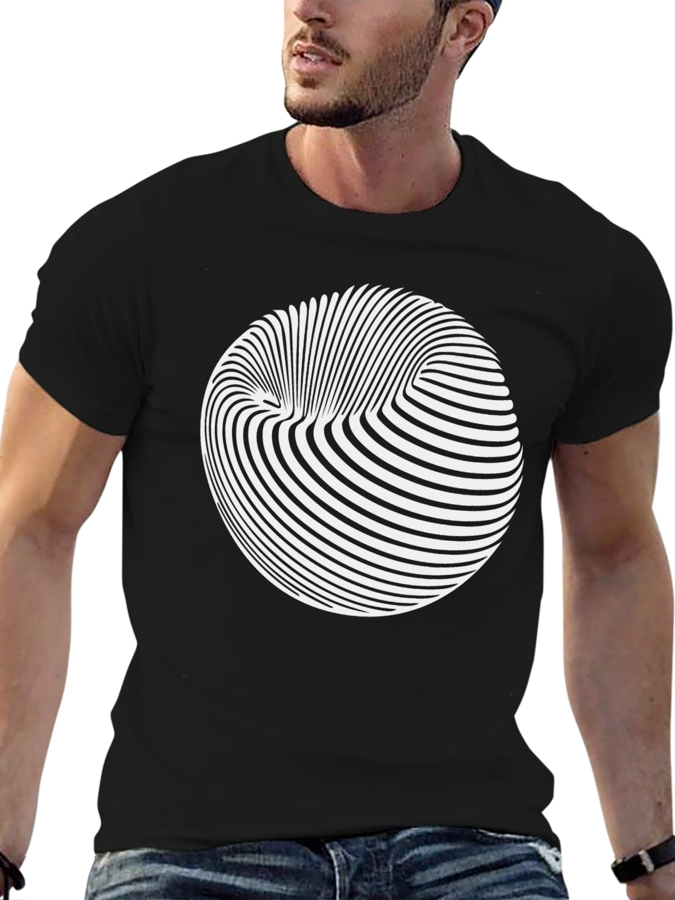 Optical Illusion Graphic Tee - Black