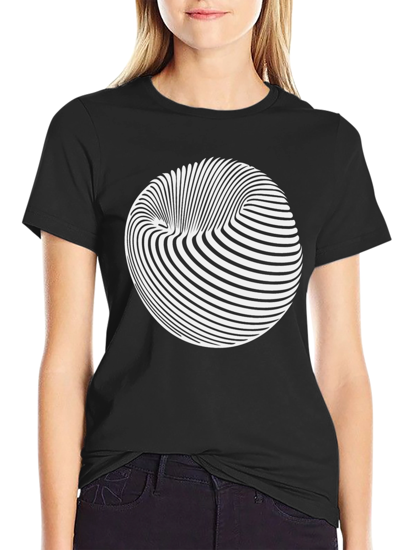 Optical Illusion Graphic Tee - Black