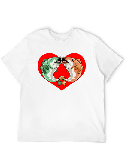 Fish Kissing Graphic Black T-Shirt