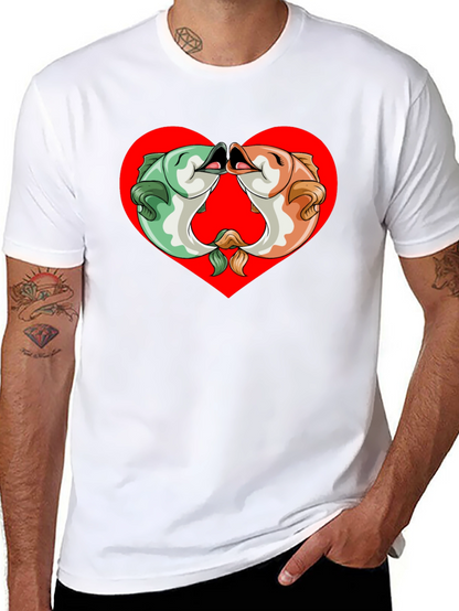 Fish Kissing Graphic Black T-Shirt