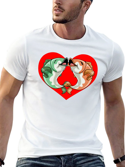 Fish Kissing Graphic Black T-Shirt