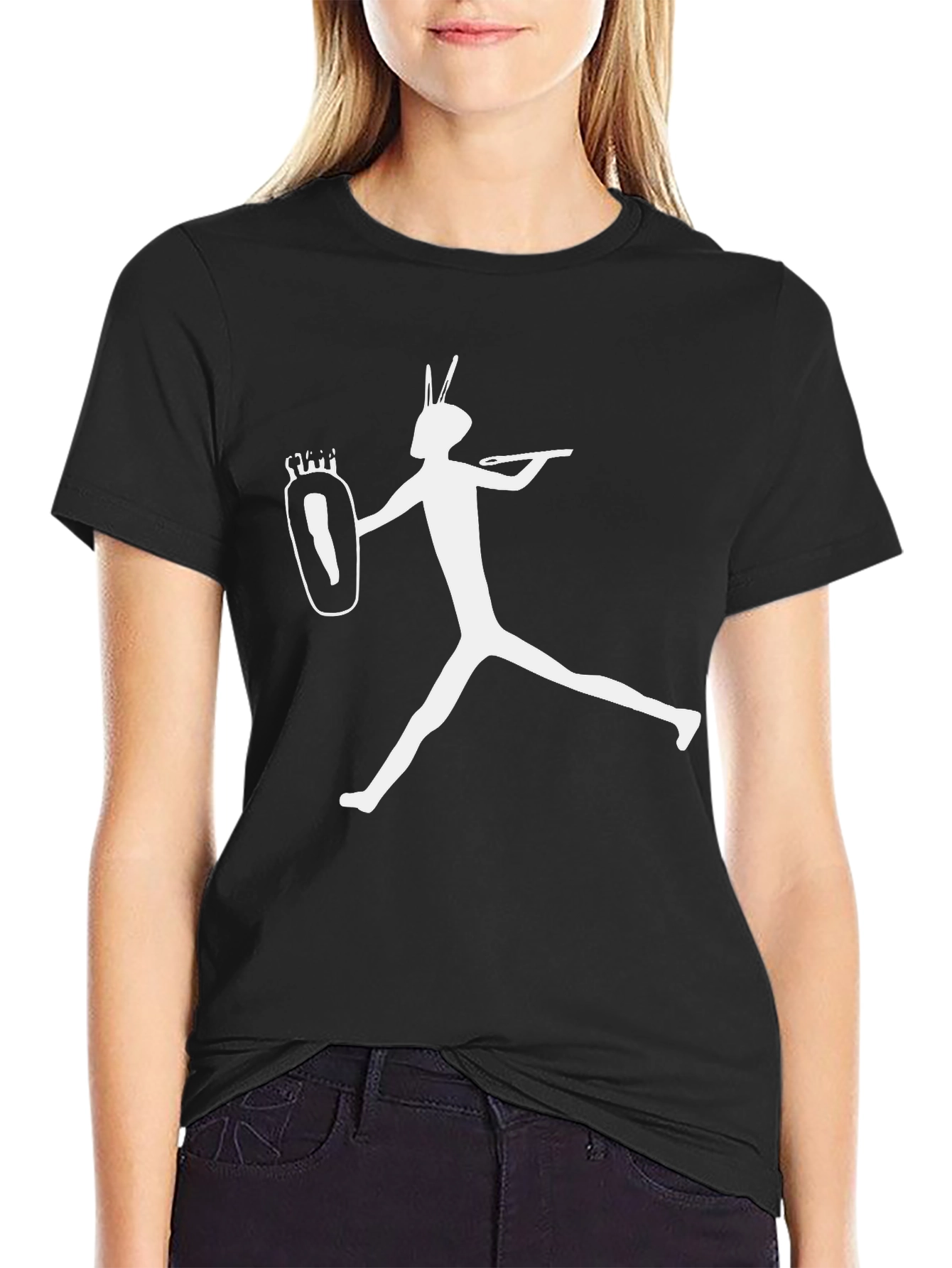 Silhouette Graphic Tee - Black Cotton Blend Shirt
