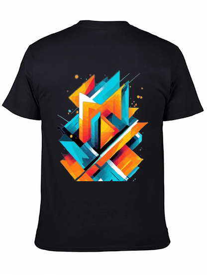 Abstract Geometric Graphic Print Black T-Shirt