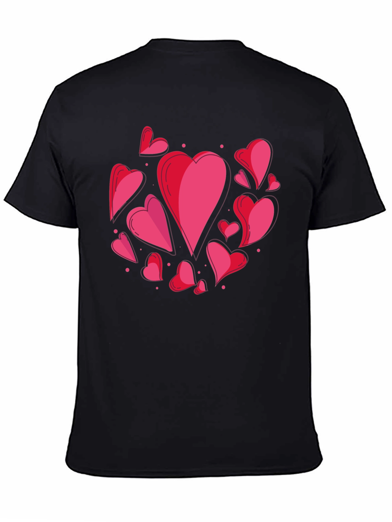 Heart Print Crew Neck T-Shirt - Casual Style