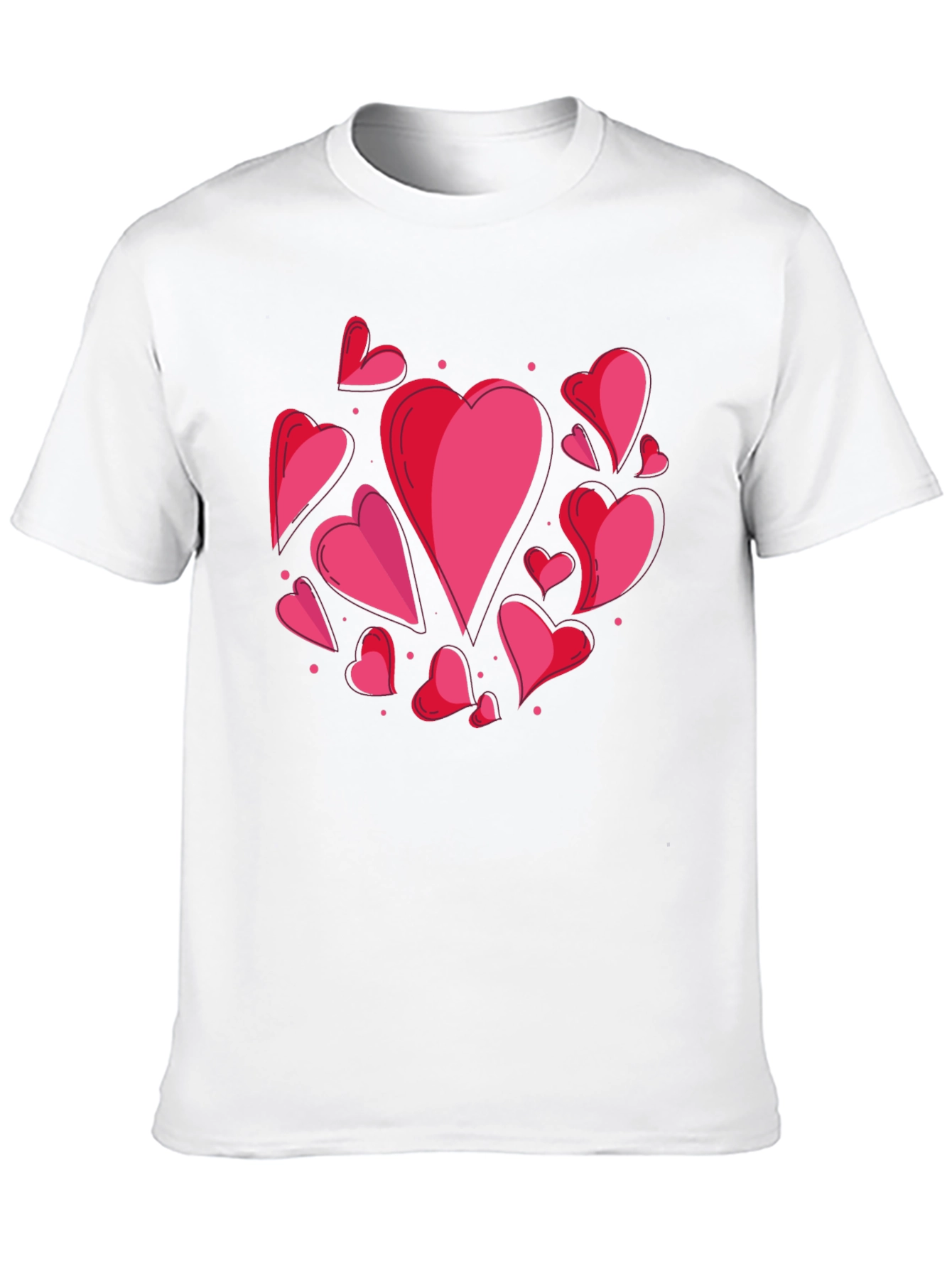 Heart Print Crew Neck T-Shirt - Casual Style