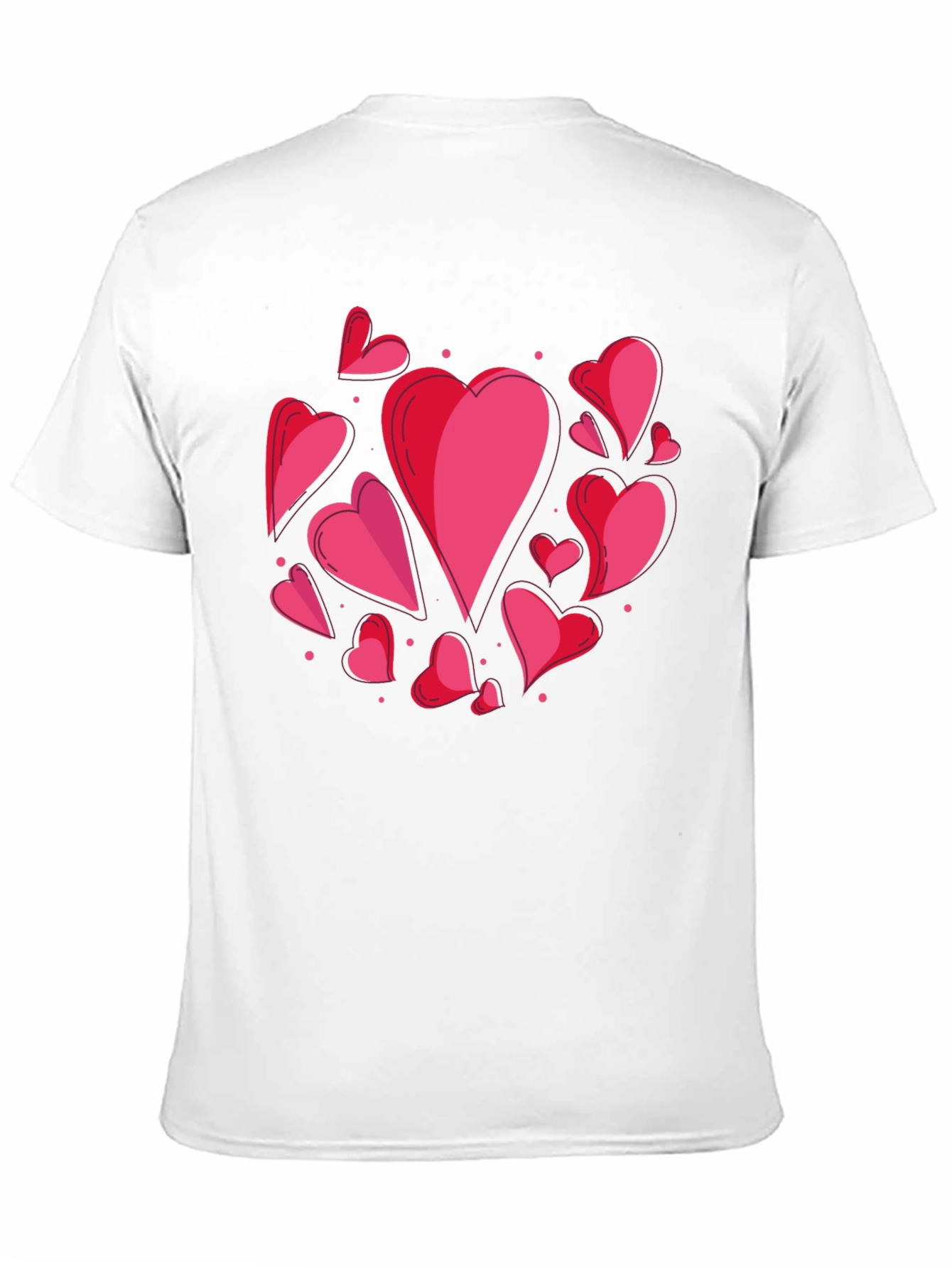 Heart Print Crew Neck T-Shirt - Casual Style