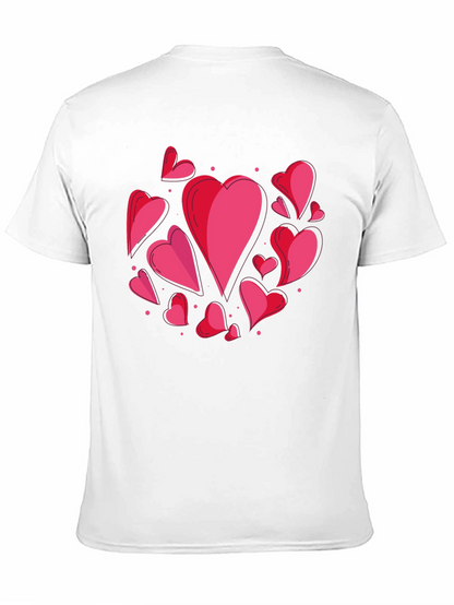 Heart Print Crew Neck T-Shirt - Casual Style