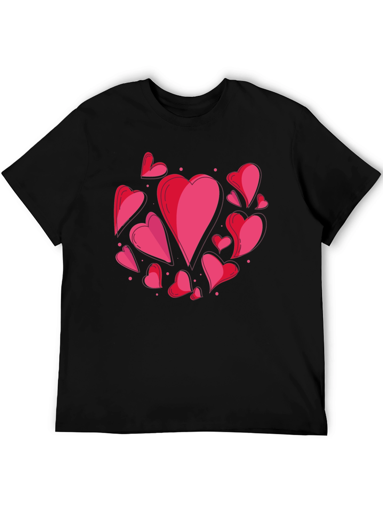 Heart Print Crew Neck T-Shirt - Casual Style