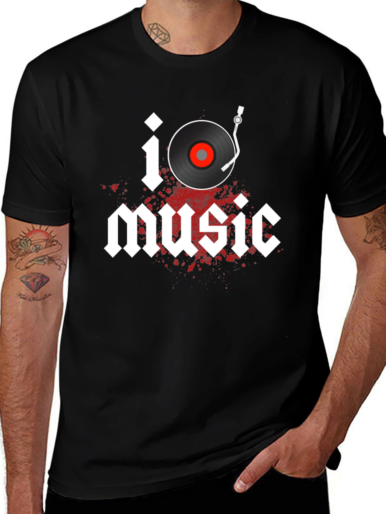 I Heart Music Graphic Tee - Classic Vinyl Style