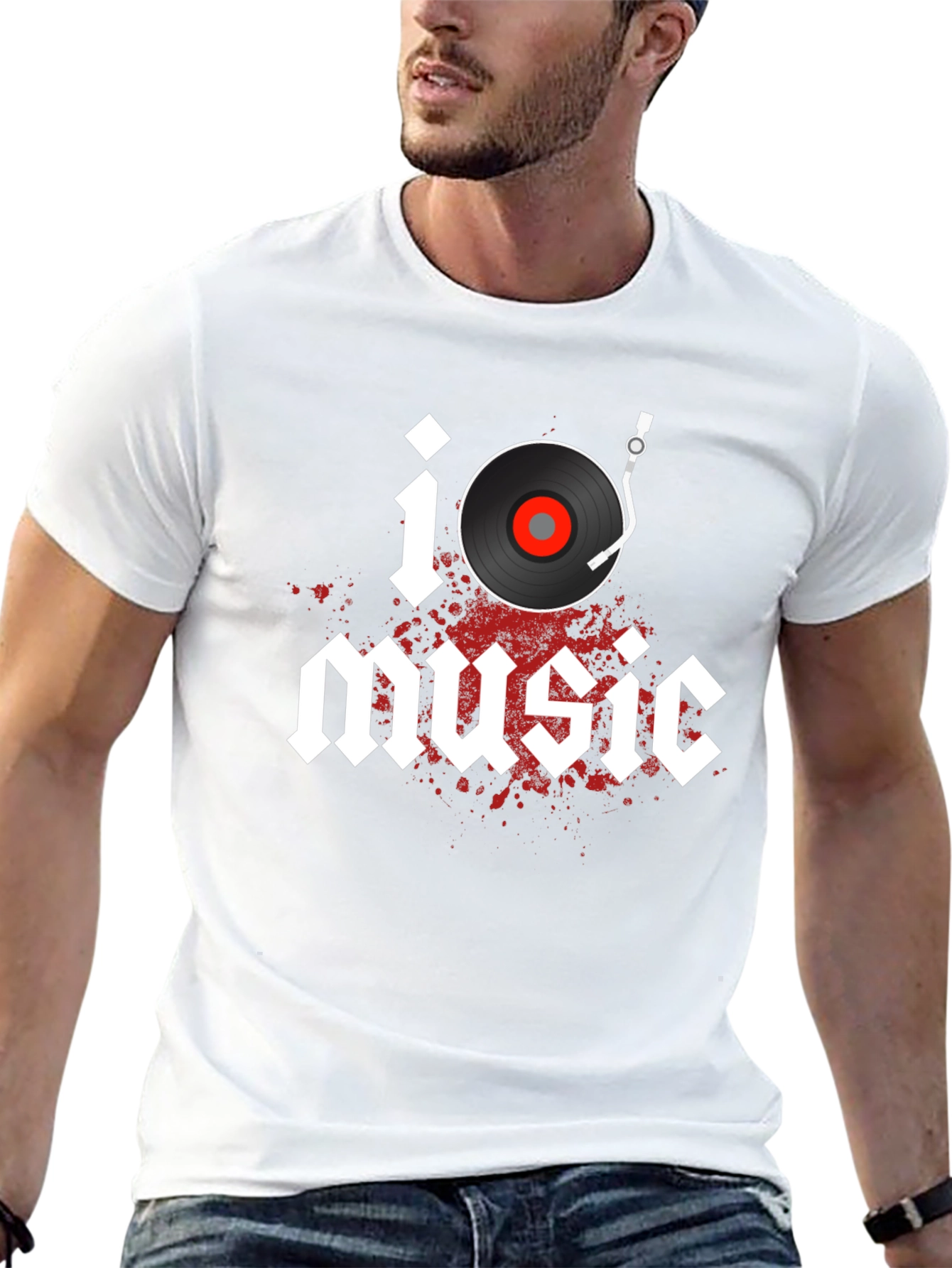 I Heart Music Graphic Tee - Classic Vinyl Style