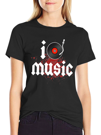 I Heart Music Graphic Tee - Classic Vinyl Style