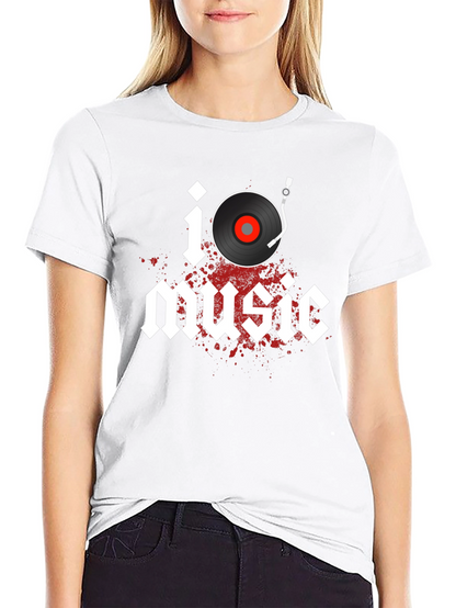 I Heart Music Graphic Tee - Classic Vinyl Style