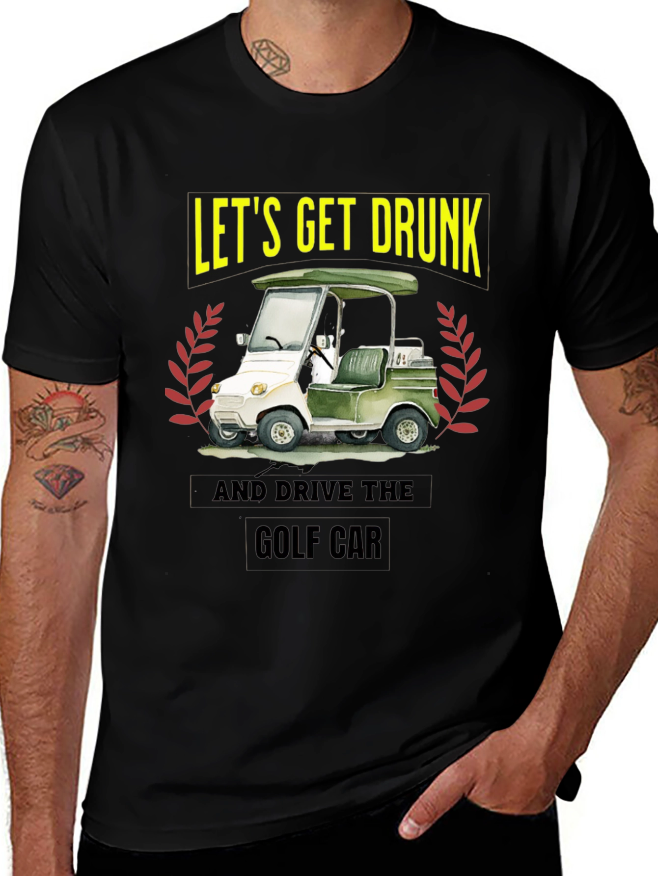 Lets Get Drunk & Drive Golf Car Black T-Shirt