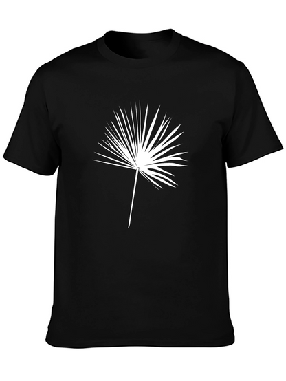 Mens Black T-Shirt with Palm Leaf Design