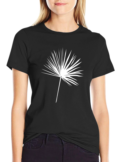 Mens Black T-Shirt with Palm Leaf Design