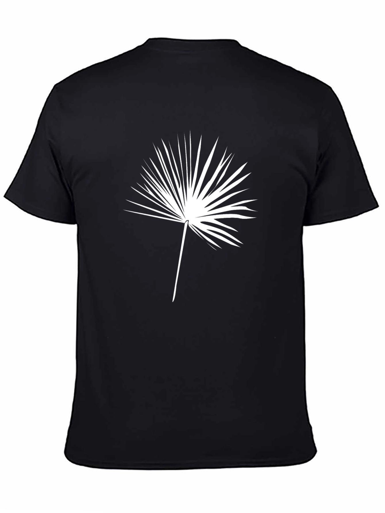 Mens Black T-Shirt with Palm Leaf Design