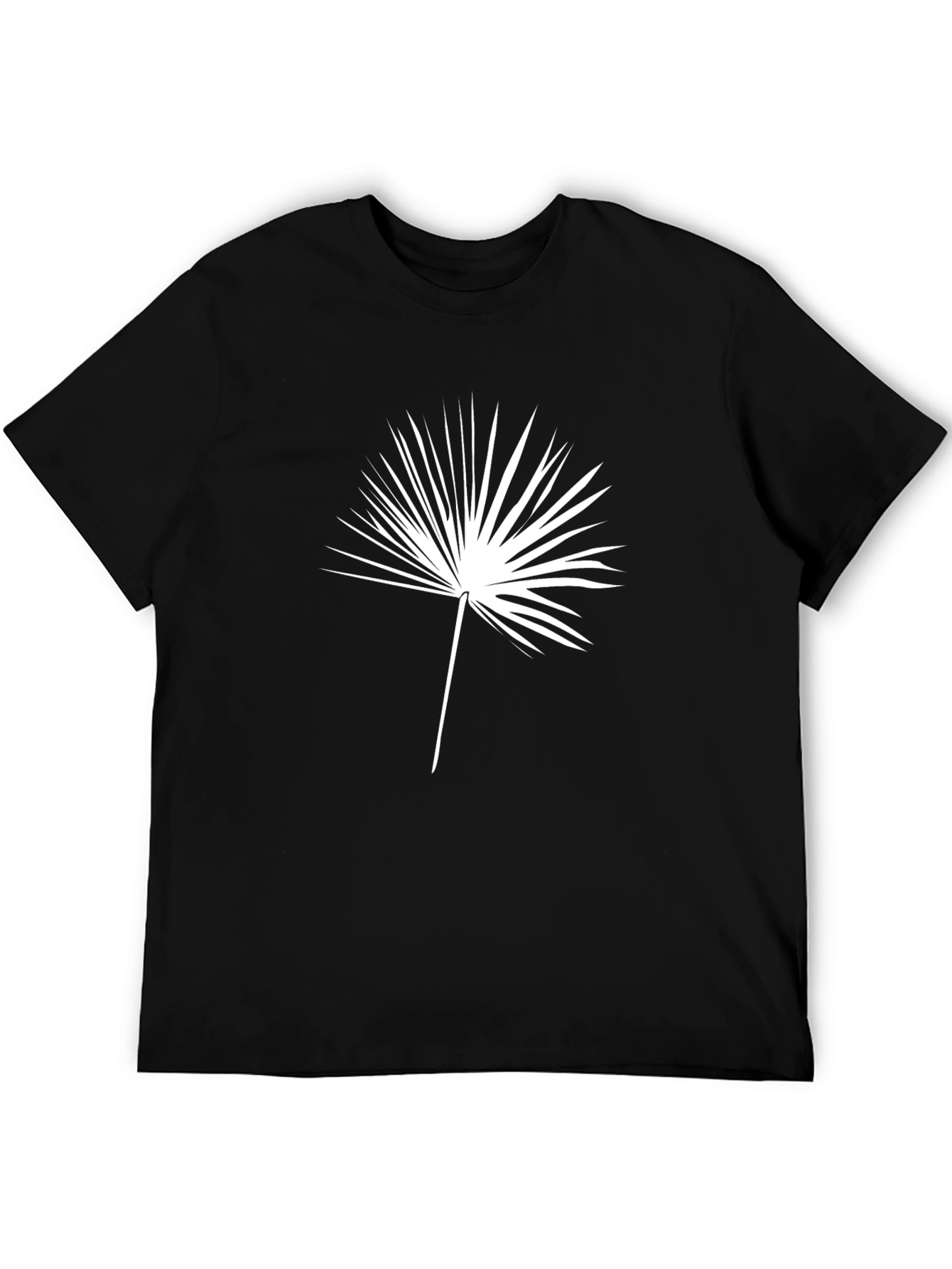 Mens Black T-Shirt with Palm Leaf Design