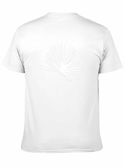 Mens Black T-Shirt with Palm Leaf Design