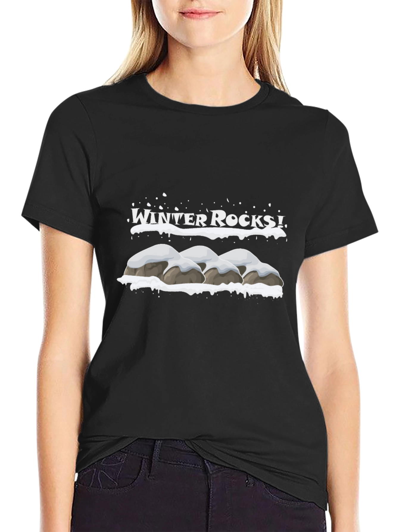 Winter Rocks Graphic T-Shirt - Black