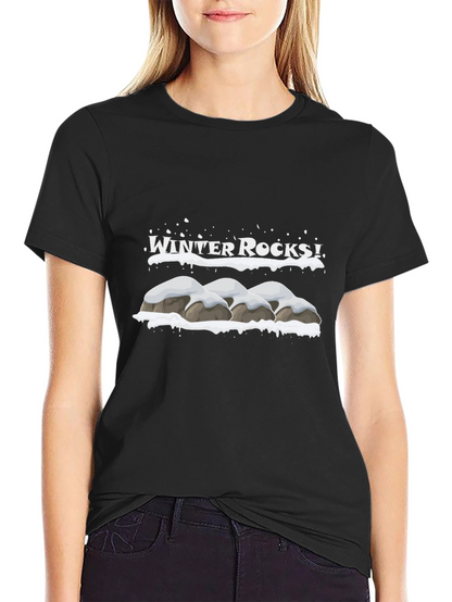 Winter Rocks Graphic T-Shirt - Black