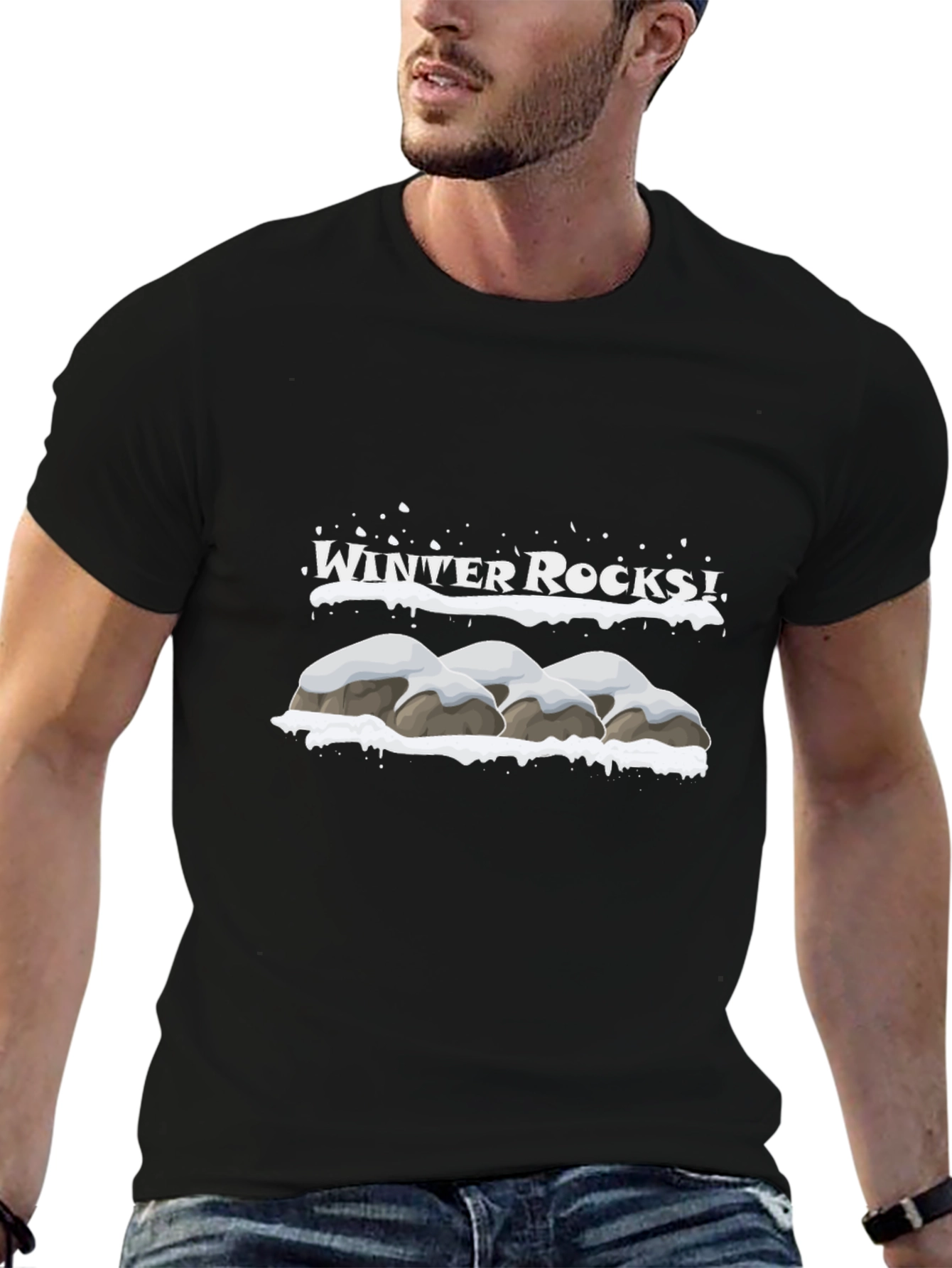 Winter Rocks Graphic T-Shirt - Black
