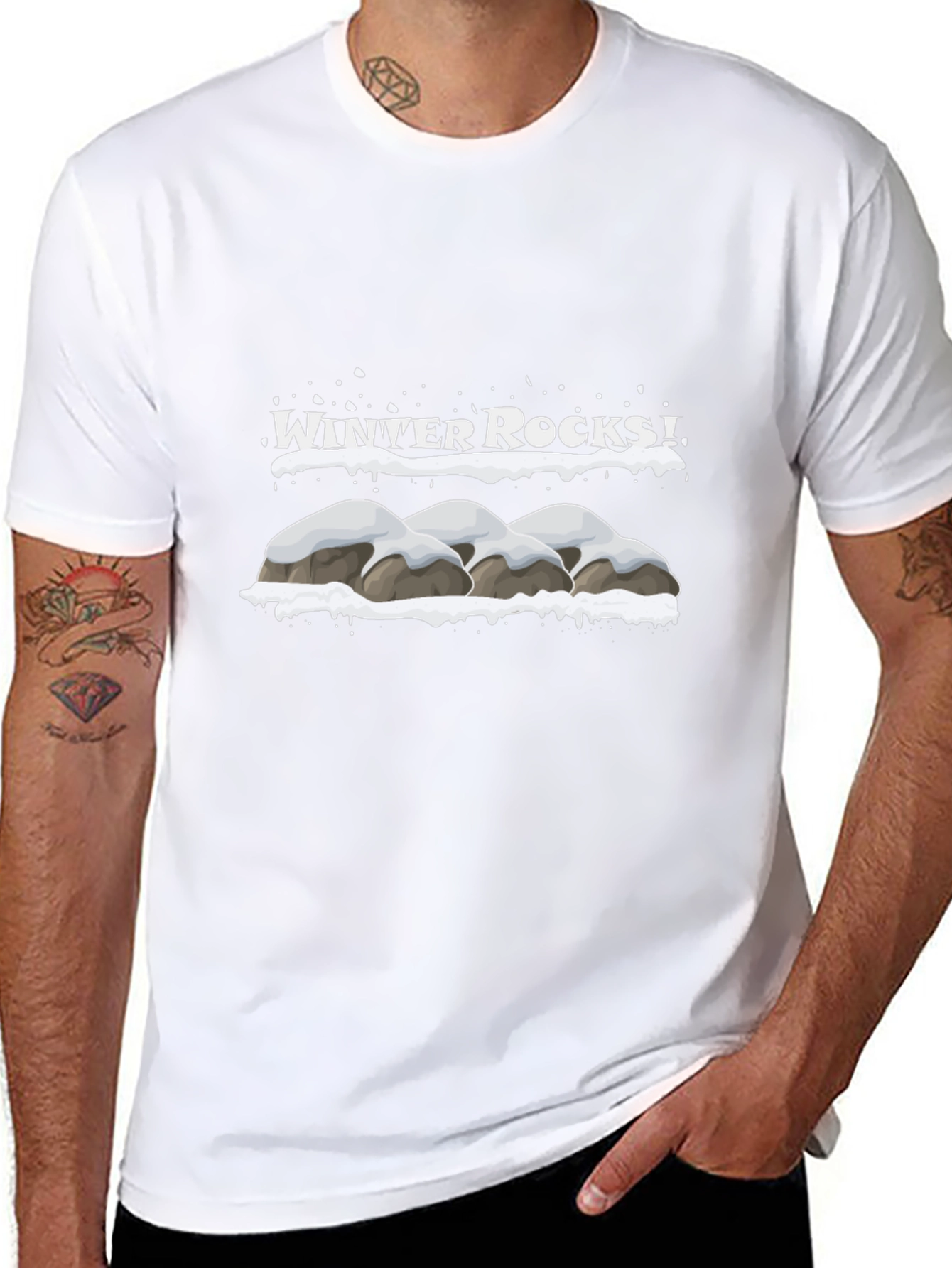Winter Rocks Graphic T-Shirt - Black
