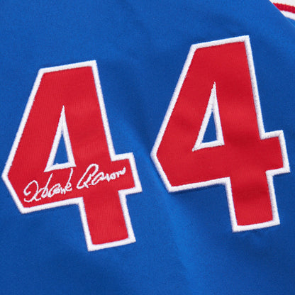 Hank Aaron Atlanta Braves Mitchell &amp;amp; Ness Cooperstown Collection Legends Lightweight Satin Raglan Full-Snap Jacket - White/Royal