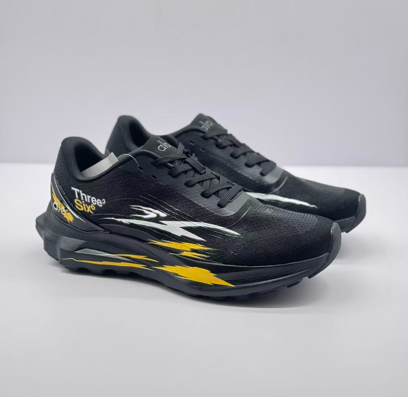 ALO running Blackyellow graffiti shoes