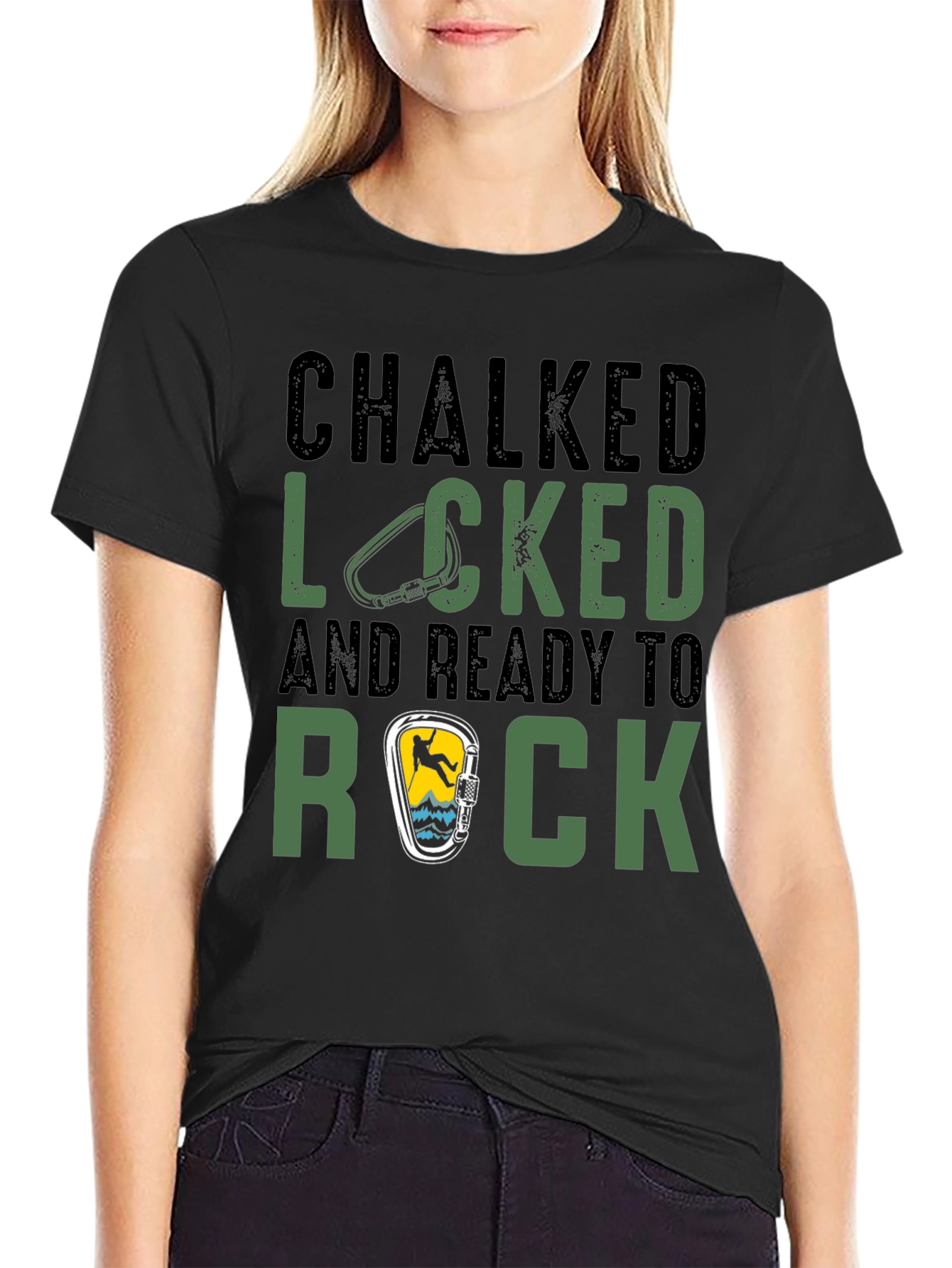 Chalked Locked Ready to Rock Climbing T-Shirt
