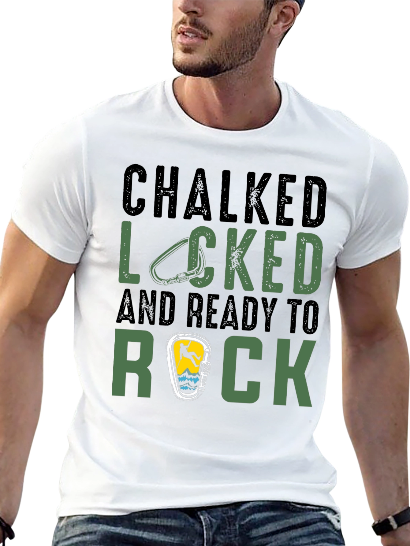Chalked Locked Ready to Rock Climbing T-Shirt