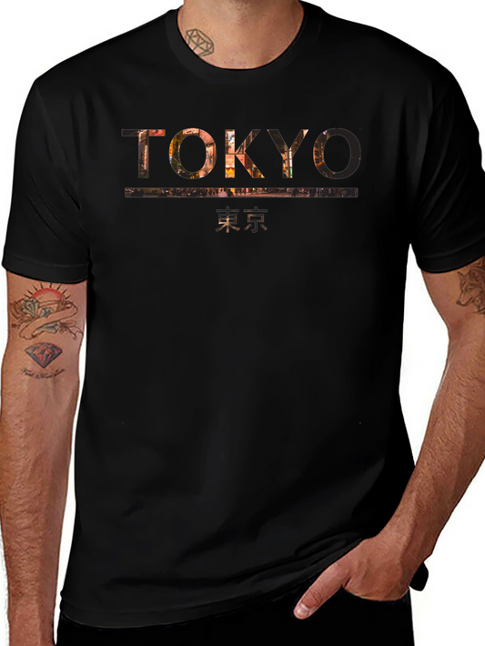 Tokyo Graphic Print Mens Black T-Shirt
