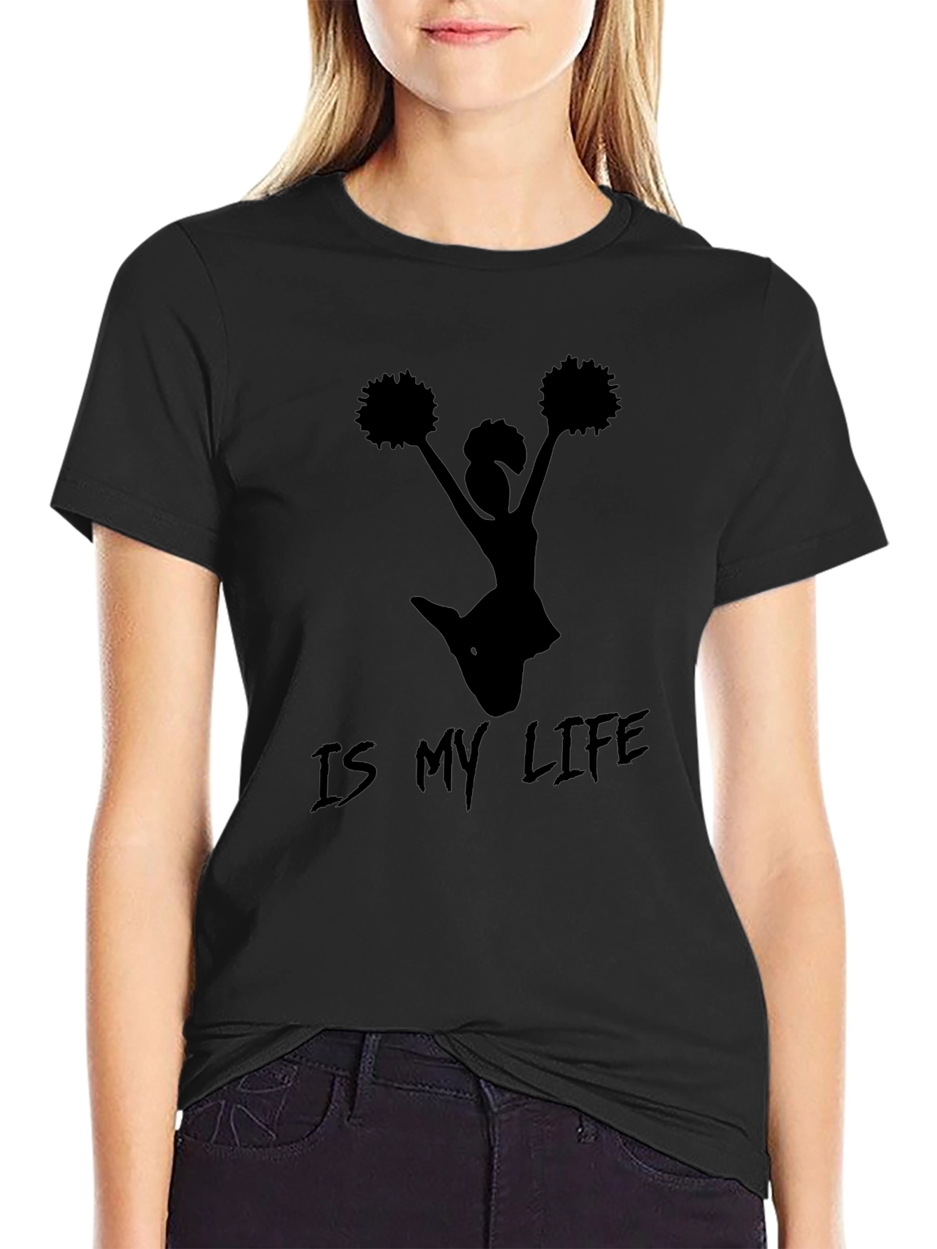 Cheerleading is My Life Black T-Shirt