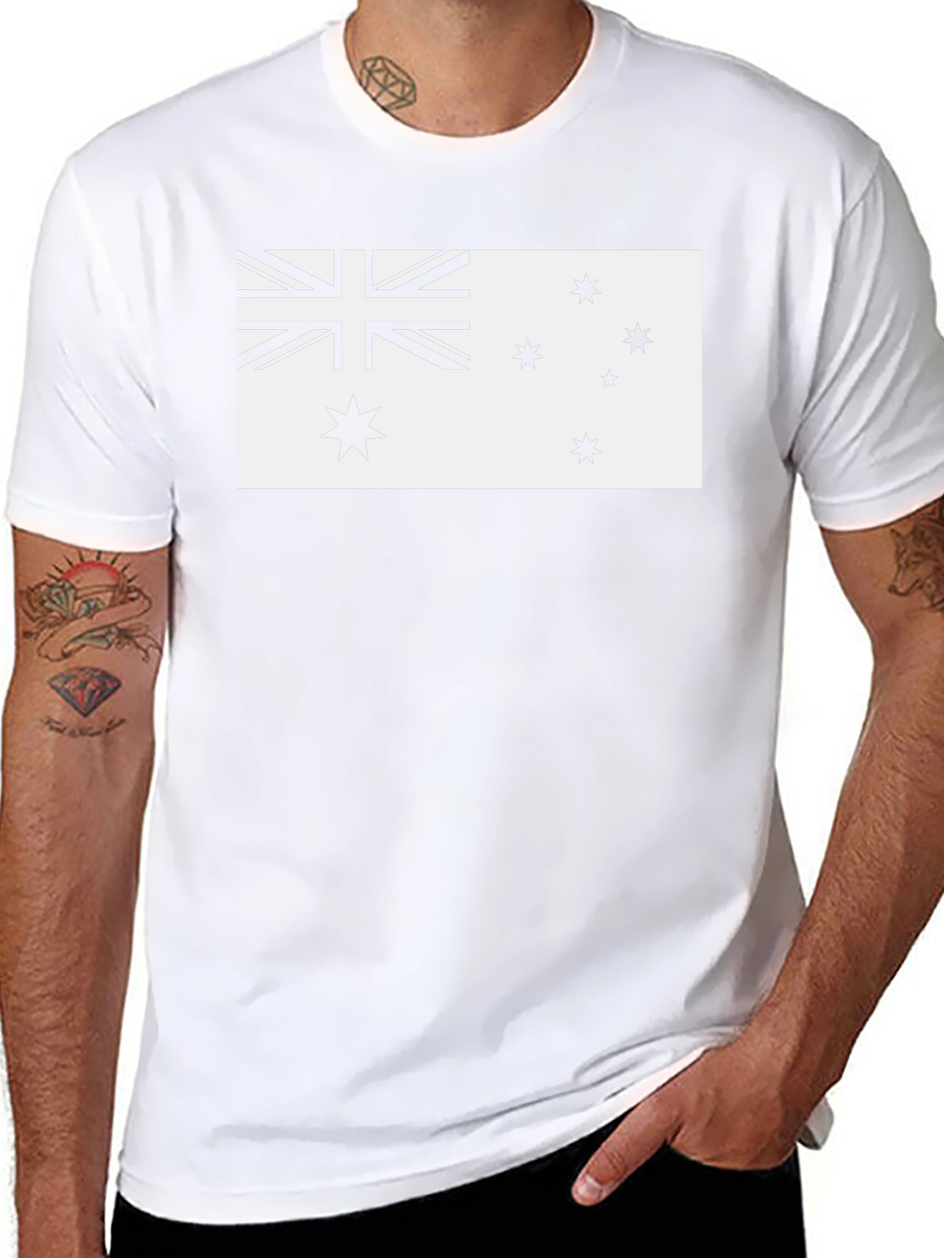 Australia Flag Graphic Tee - Black Cotton T-Shirt