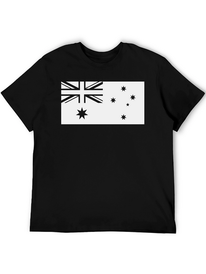 Australia Flag Graphic Tee - Black Cotton T-Shirt