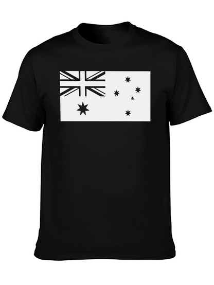 Australia Flag Graphic Tee - Black Cotton T-Shirt