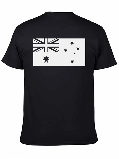 Australia Flag Graphic Tee - Black Cotton T-Shirt