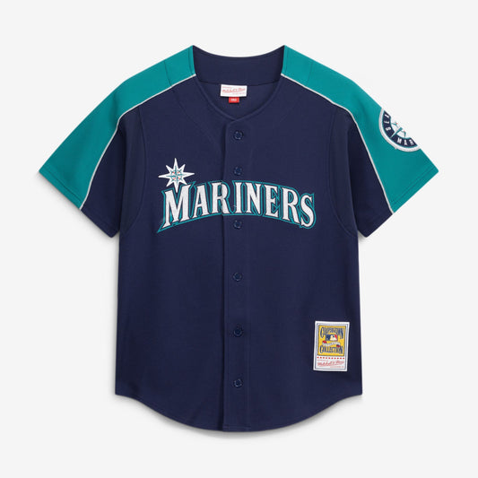 Ichiro Suzuki Seattle Mariners Mitchell &amp;amp; Ness 2006 Cooperstown Mesh Batting Practice Button-Up Jersey - Navy