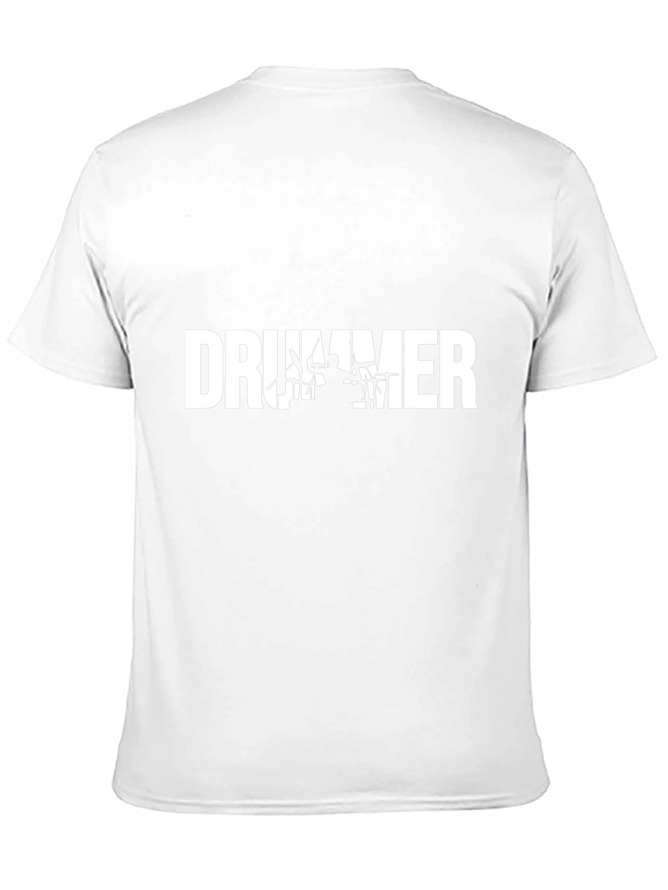 Drummer Silhouette Graphic Tee - Black Crew Neck