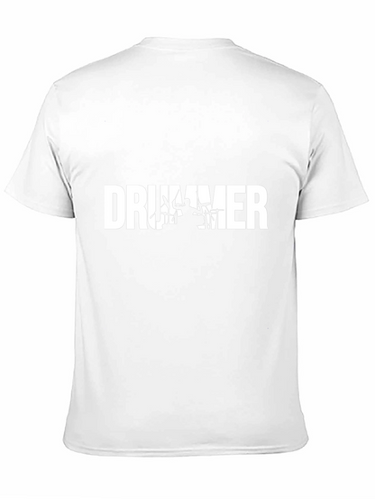 Drummer Silhouette Graphic Tee - Black Crew Neck