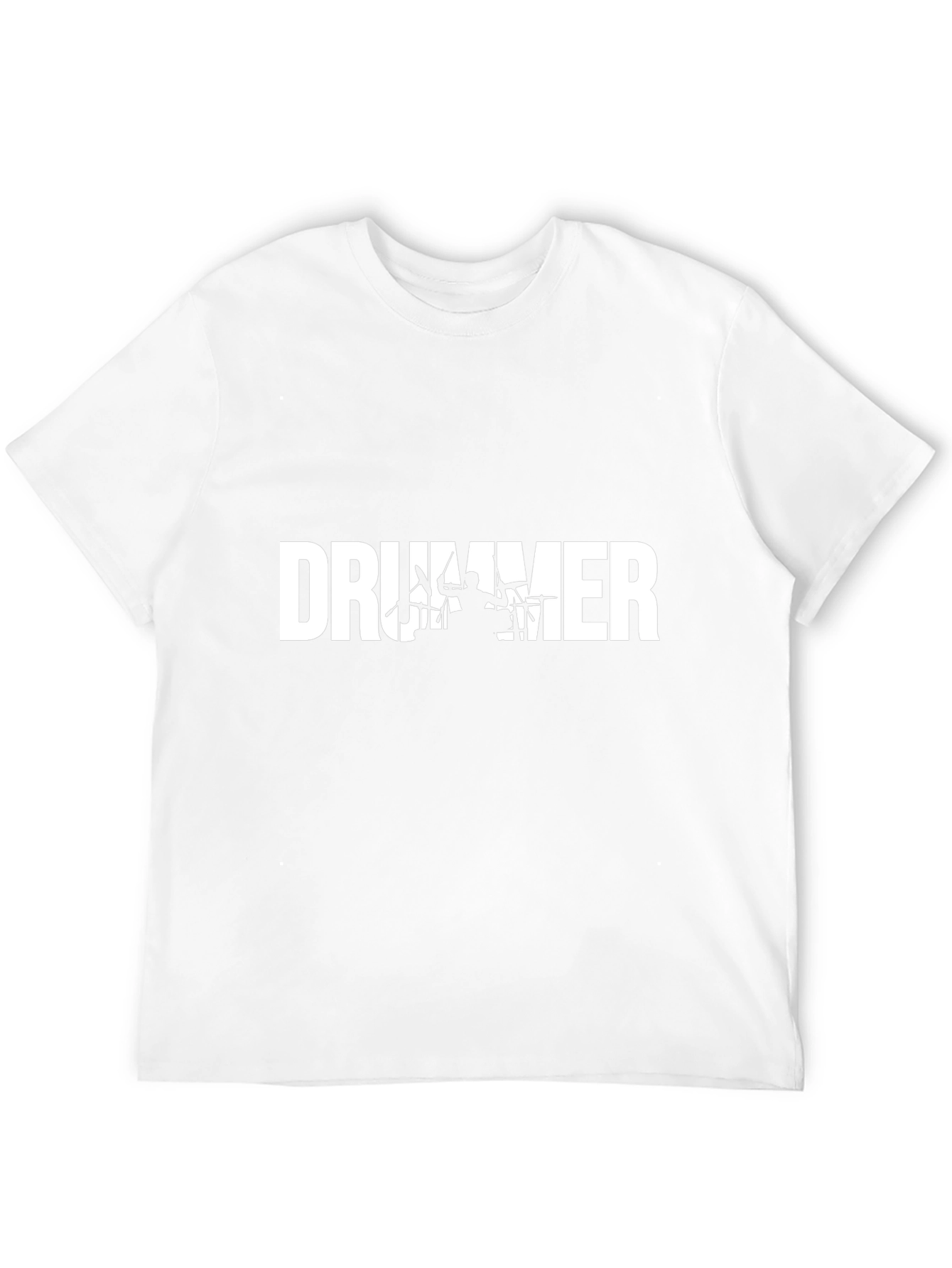 Drummer Silhouette Graphic Tee - Black Crew Neck